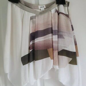 Helmut Lang Women Chic and Edgy Multicolor Asymmetric Skirt. Leather belt Size 8